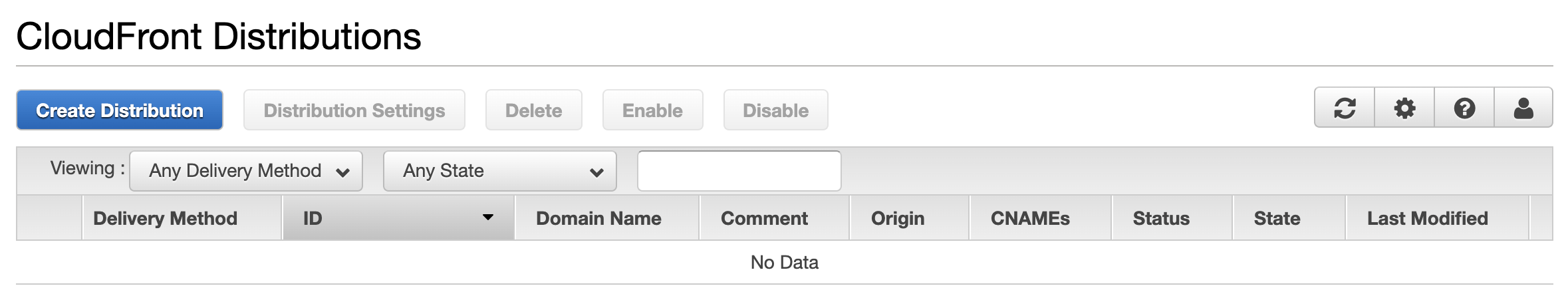 CloudFront Distribution 목록