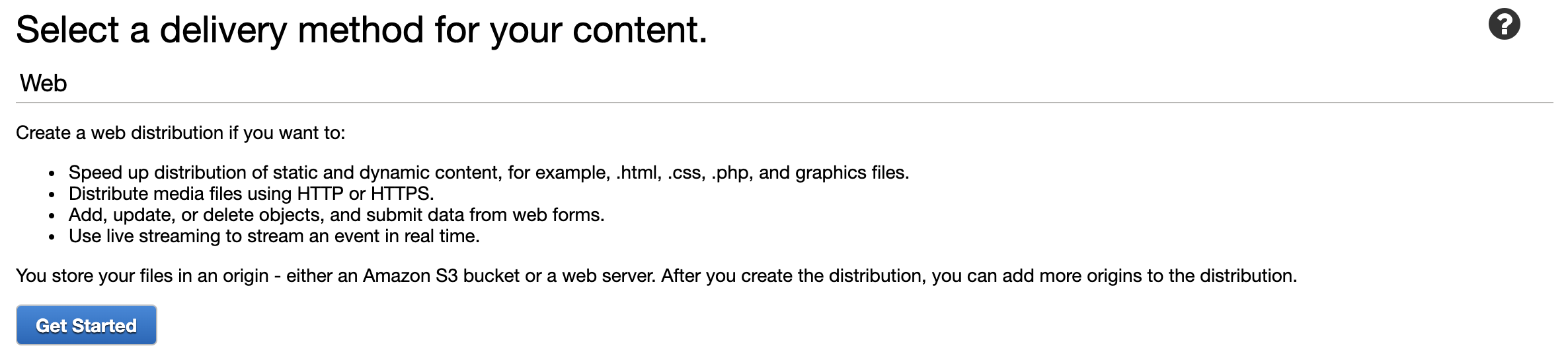 Create Distribution - step 1